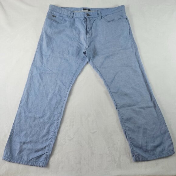 Hugo Boss Men's Size 38x34 Blue Linen Cotton Pants Iowa Regular Fit - Picture 1 of 15